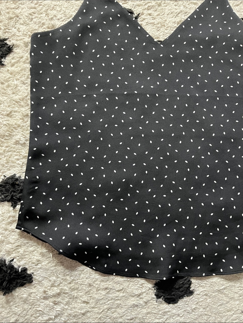 Express size Medium Black Polka Dot V-Neck Spaghetti Strap Top - Picture 4 of 8